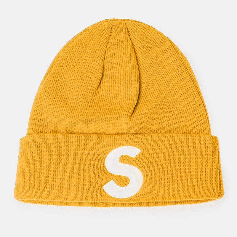 Unisex Plys S-brev Broderet Hip-hop Varm Beanie Uden Kanter Udlejer Kasket Strikket Hue