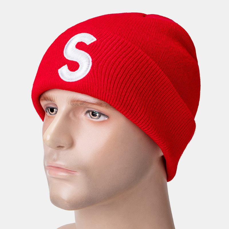 Unisex Plys S-brev Broderet Hip-hop Varm Beanie Uden Kanter Udlejer Kasket Strikket Hue