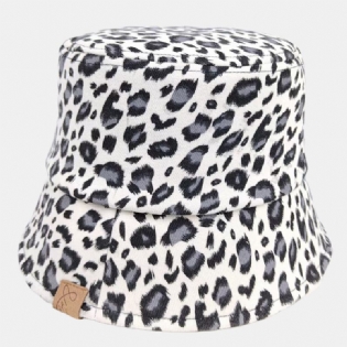 Unisex Polyester Bomuld Overlay Leopardmønster Bogstavlabel All-match Sunshade Bucket Hat