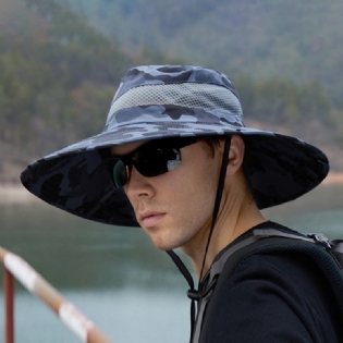 Unisex Polyester Camouflage Casual Udendørs Åndbar Kant Forlænget Foldbar Hurtigtørrende Solskærm Bucket Hats