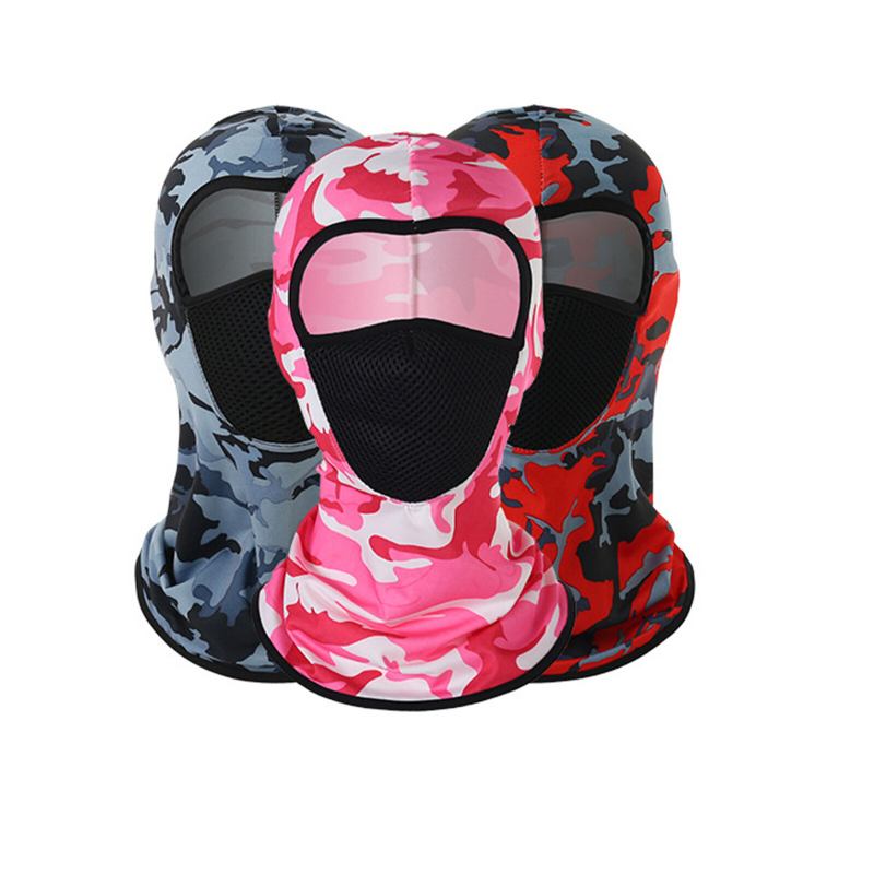 Unisex Polyester Camouflage Casual Udendørs Ridning Åndbar Vindtæt Solskærm Hals Shield Mesh Ansigtsmaske Beanie Hatte