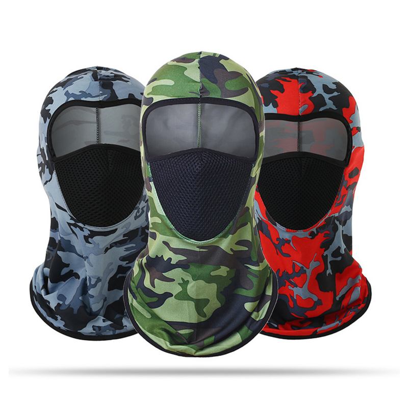 Unisex Polyester Camouflage Casual Udendørs Ridning Åndbar Vindtæt Solskærm Hals Shield Mesh Ansigtsmaske Beanie Hatte