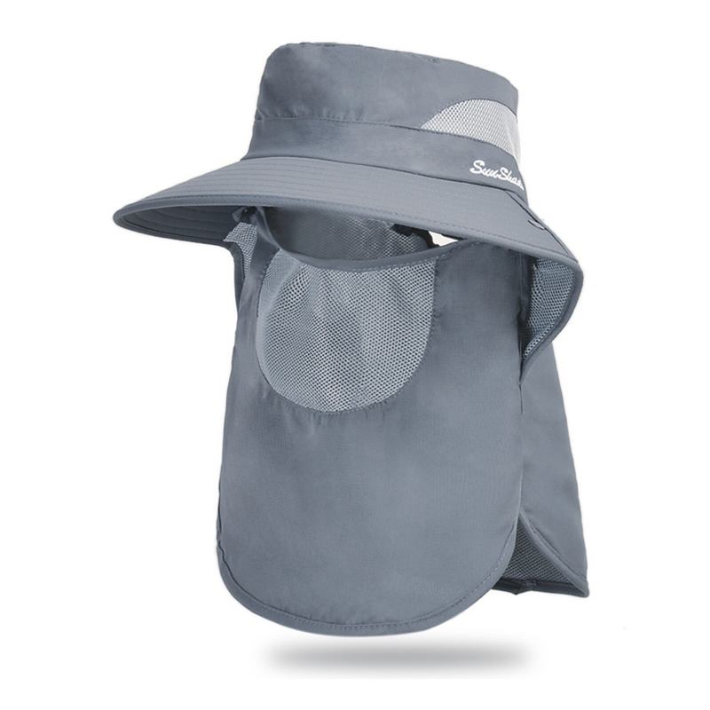 Unisex Polyester Casual Udendørs Åndbar Ansigtsskærm Kant Forlænget Foldbar Hurtigtørrende Solskærm Bucket Hats