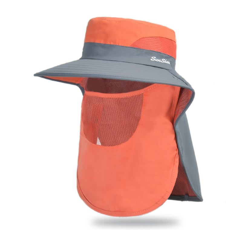 Unisex Polyester Casual Udendørs Åndbar Ansigtsskærm Kant Forlænget Foldbar Hurtigtørrende Solskærm Bucket Hats