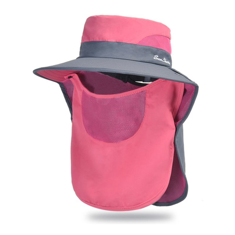 Unisex Polyester Casual Udendørs Åndbar Ansigtsskærm Kant Forlænget Foldbar Hurtigtørrende Solskærm Bucket Hats