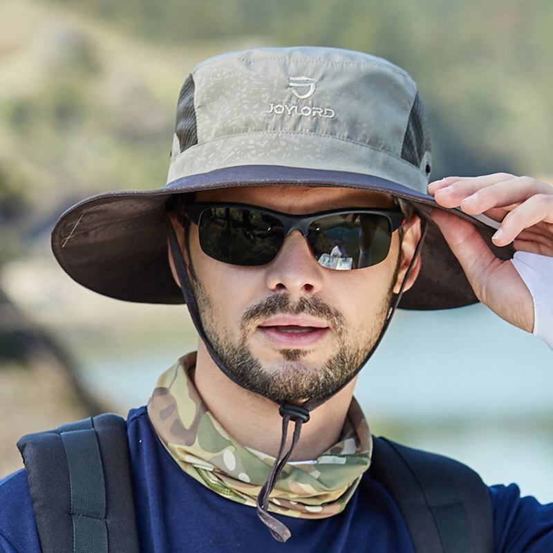 Unisex Polyester Casual Udendørs Bjergbestigning Åndbar Kant Forlænget Foldbar Hurtigtørrende Solskærm Bucket Hats