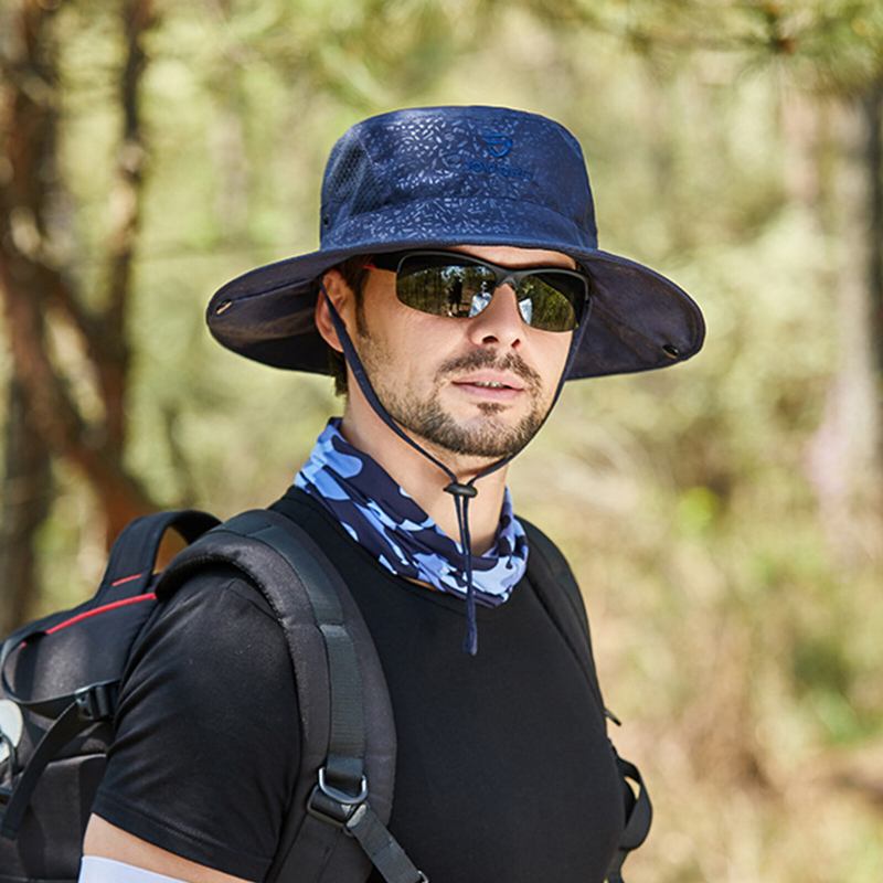 Unisex Polyester Casual Udendørs Bjergbestigning Åndbar Kant Forlænget Foldbar Hurtigtørrende Solskærm Bucket Hats