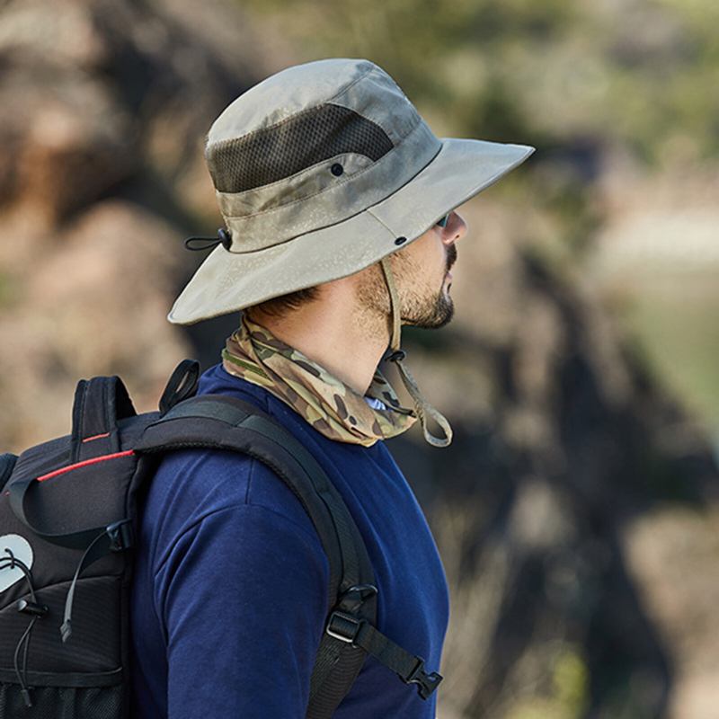 Unisex Polyester Casual Udendørs Bjergbestigning Åndbar Kant Forlænget Foldbar Hurtigtørrende Solskærm Bucket Hats