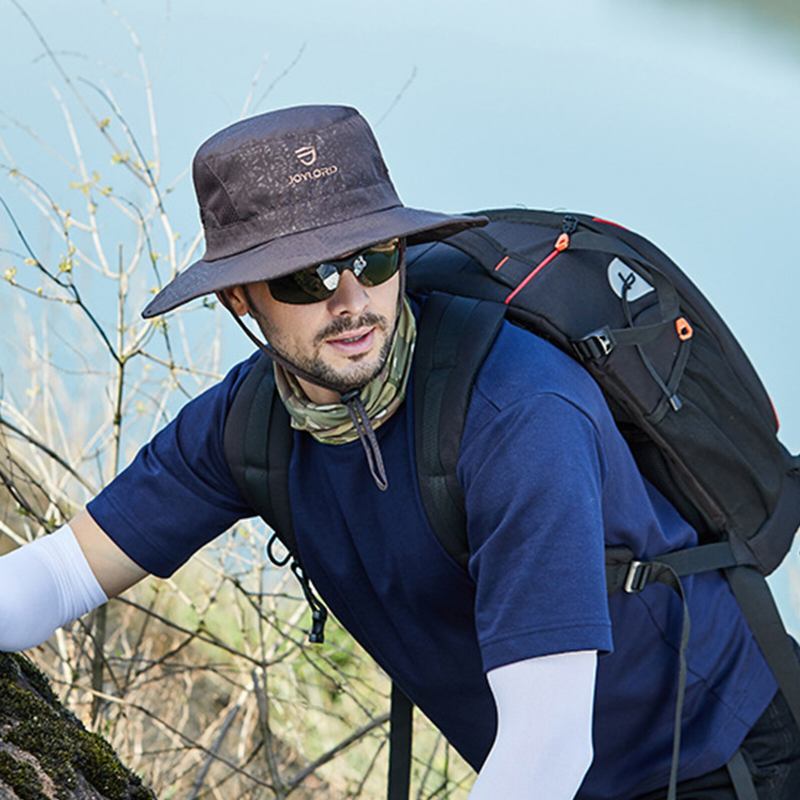 Unisex Polyester Casual Udendørs Bjergbestigning Åndbar Kant Forlænget Foldbar Hurtigtørrende Solskærm Bucket Hats