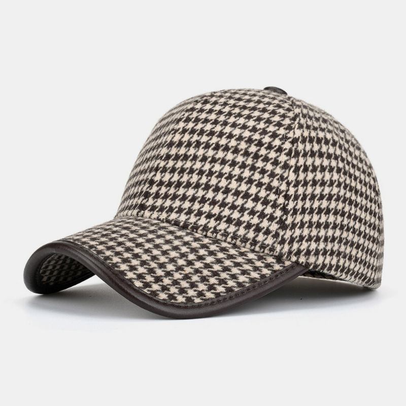 Unisex Polyester Houndstooth Mønster Baseballkasket Britisk Retro Sommer Solskærm Justerbar Hat