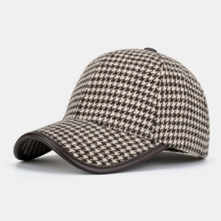 Unisex Polyester Houndstooth Mønster Baseballkasket Britisk Retro Sommer Solskærm Justerbar Hat