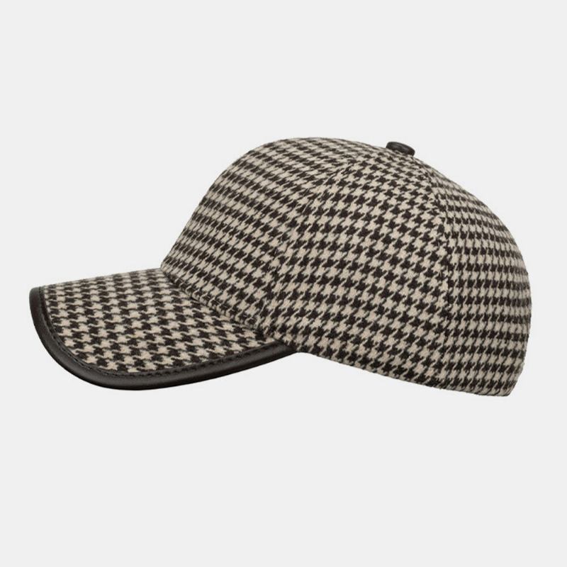 Unisex Polyester Houndstooth Mønster Baseballkasket Britisk Retro Sommer Solskærm Justerbar Hat