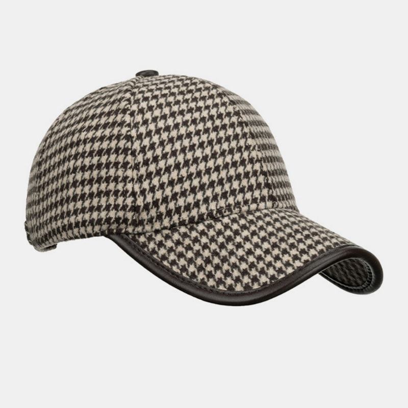 Unisex Polyester Houndstooth Mønster Baseballkasket Britisk Retro Sommer Solskærm Justerbar Hat