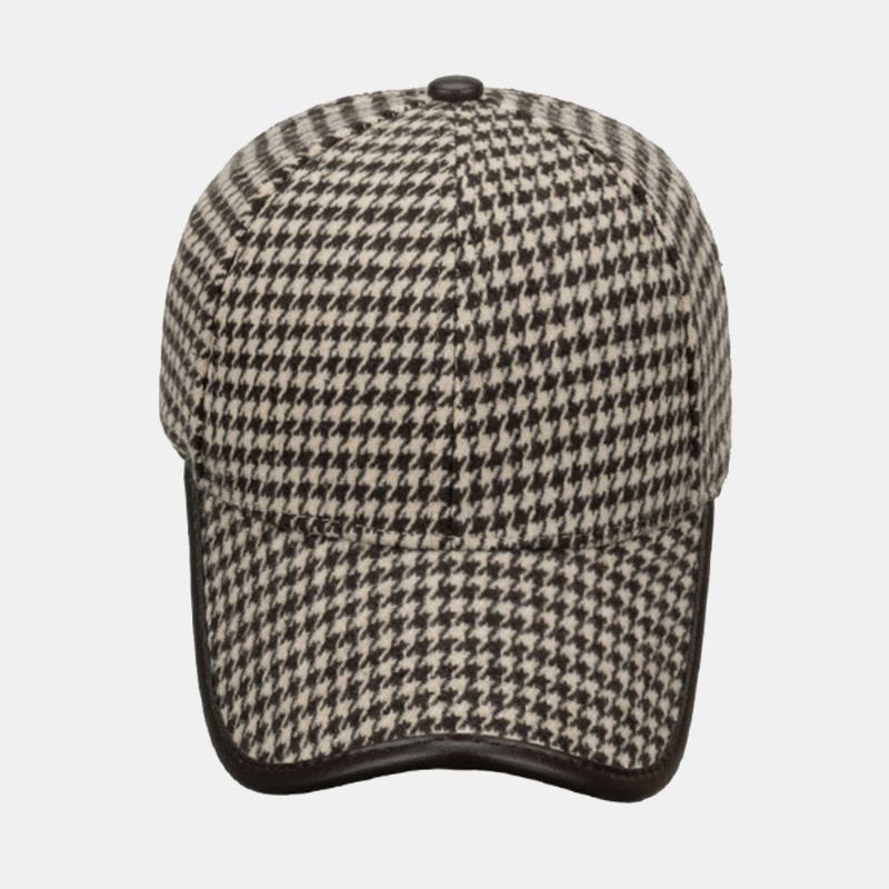 Unisex Polyester Houndstooth Mønster Baseballkasket Britisk Retro Sommer Solskærm Justerbar Hat