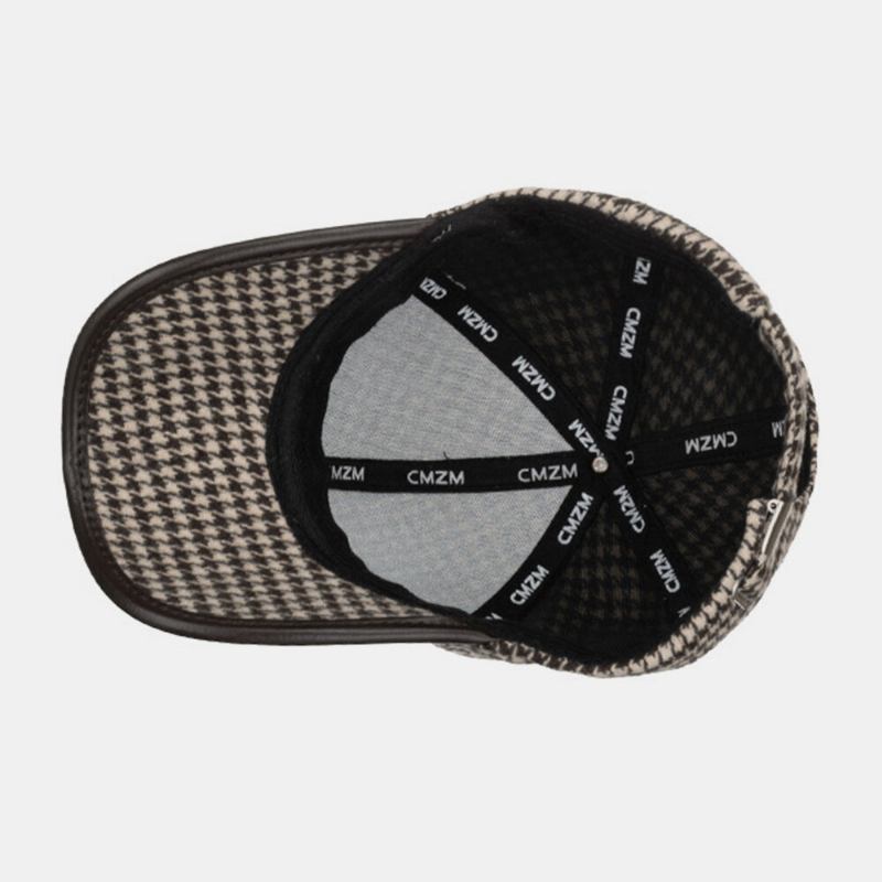 Unisex Polyester Houndstooth Mønster Baseballkasket Britisk Retro Sommer Solskærm Justerbar Hat