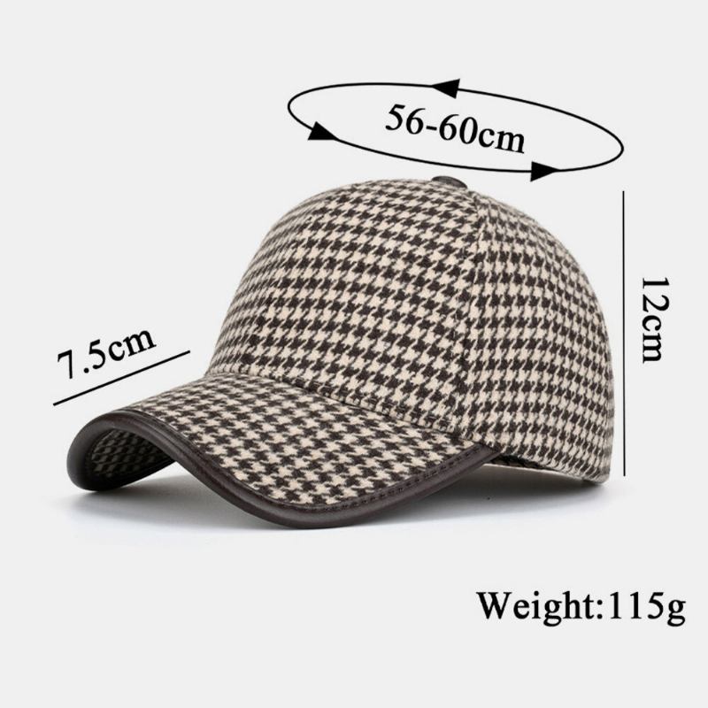 Unisex Polyester Houndstooth Mønster Baseballkasket Britisk Retro Sommer Solskærm Justerbar Hat