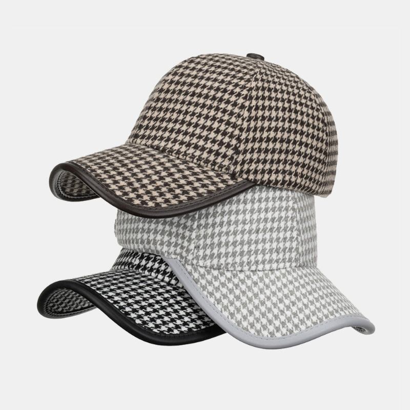 Unisex Polyester Houndstooth Mønster Baseballkasket Britisk Retro Sommer Solskærm Justerbar Hat