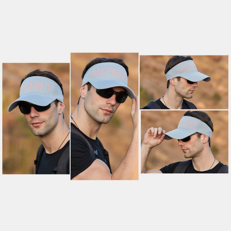 Unisex Polyester Strik Udendørs Sport Anti-uv Visir Hatte Tom Top Kasket Baseball Hat