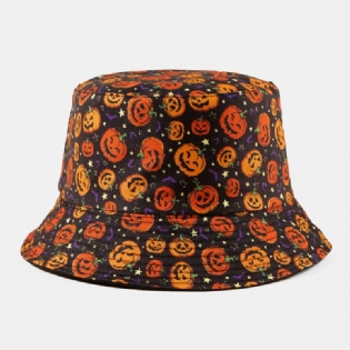 Unisex Pumpkin Ghost Skull Mønster Halloween Bucket Huer Casual Funny Foldbar Solskærmshat