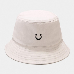 Unisex Smile Face Broderi Bucket Huer Sommerrejse Wild Sunshade Beach Hat