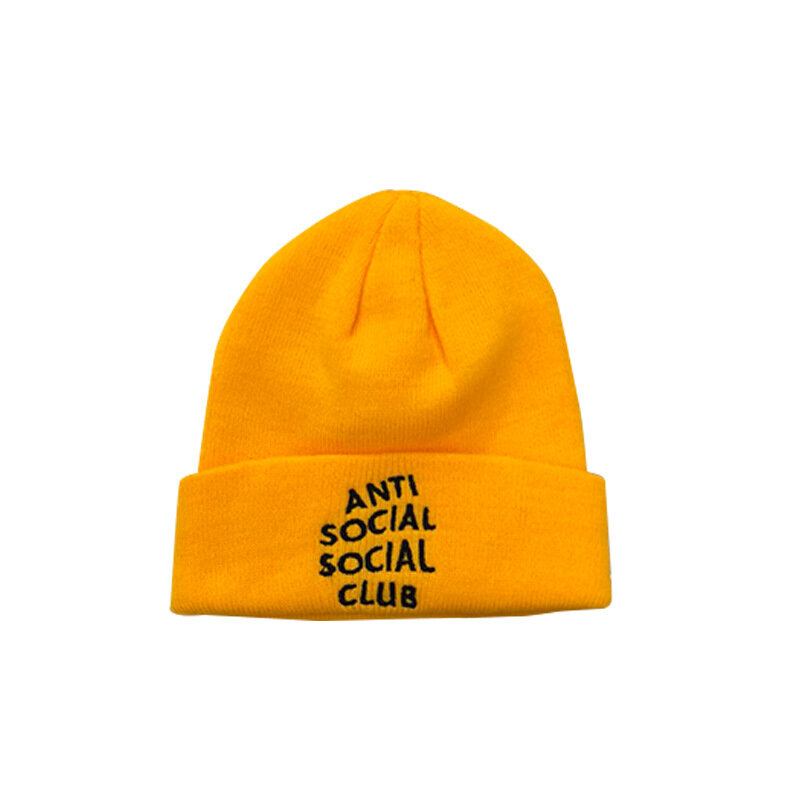 Unisex Solid Anti-social Print Strikket Uldhue Skull Kasket Beanie