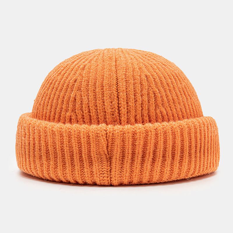 Unisex Strikhue Brevmønster Patch Kantløs Flanging Udendørs Varme Beanie Udlejer Kasket Skull Cap