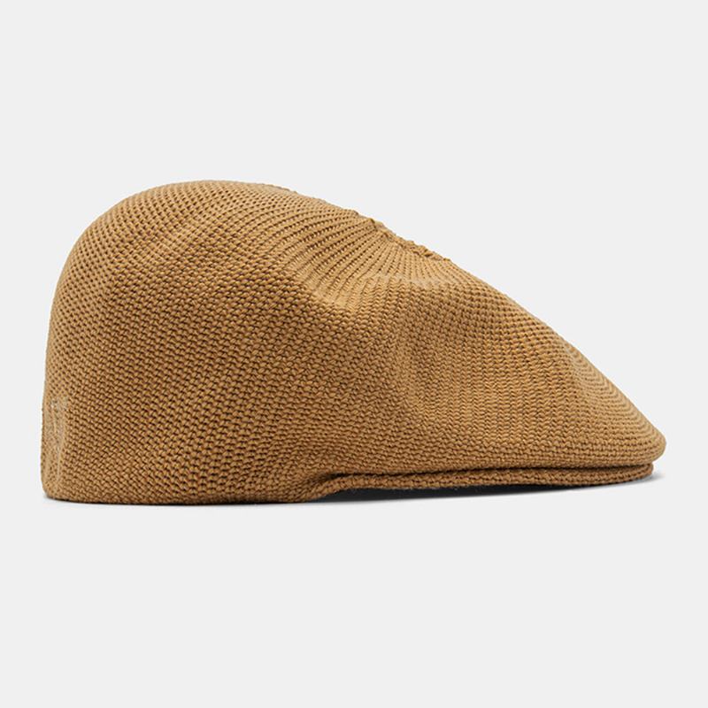 Unisex Strikket Massivt Bogstav Broderet Anti-slid Vintage Åndbar Baret Flad Kasket