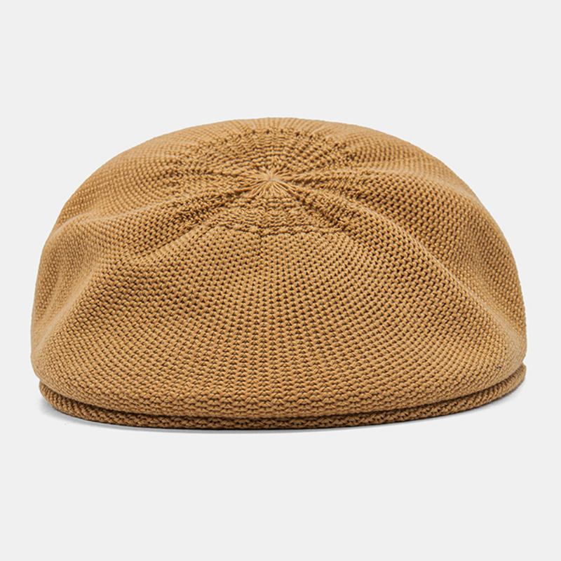 Unisex Strikket Massivt Bogstav Broderet Anti-slid Vintage Åndbar Baret Flad Kasket