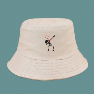 Unisex Tegneserie Kærlighedsskalletryk Twill Kasket Bomuld Ensfarvet Mode Solbeskyttelse Bucket Hat