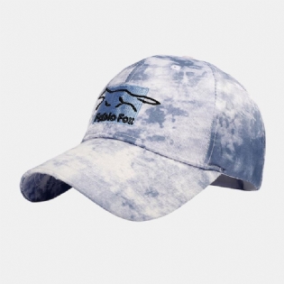 Unisex Tie-dye Ivy Kasket Little Fox Broderimønster Udendørs Solsejl Afslappet Justerbar Kasket Baseballhatte