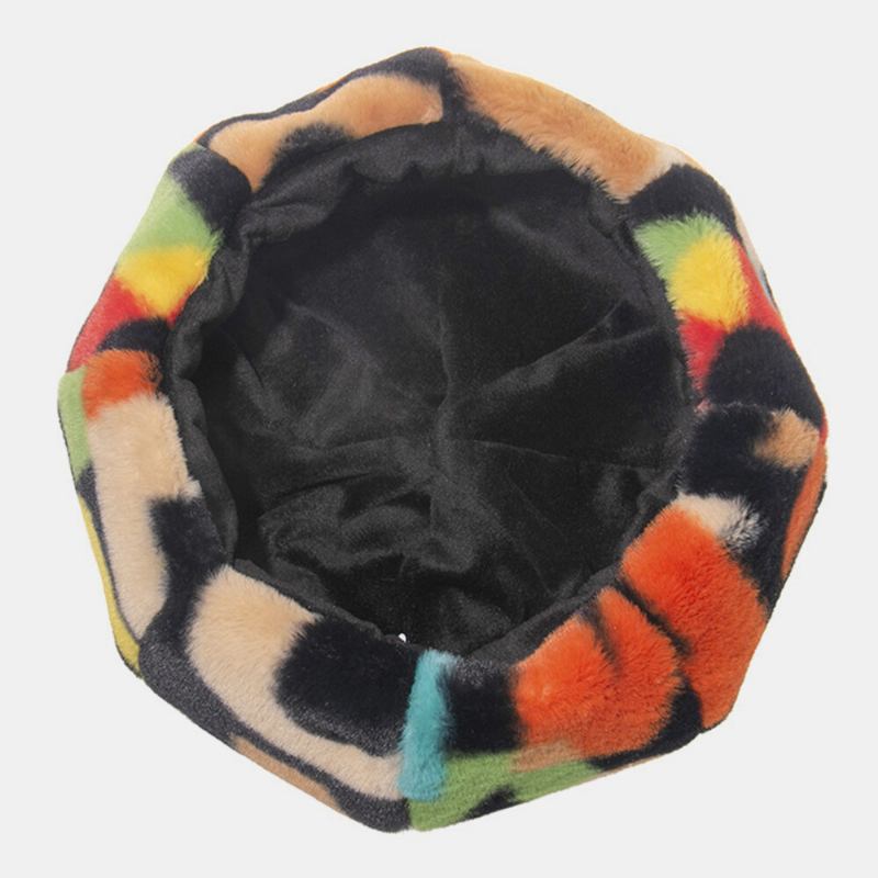 Unisex Tie-dye Plys Britisk Stil Varm Blød Causal All-match Painter Huer Basker Huer Octagonal Hat