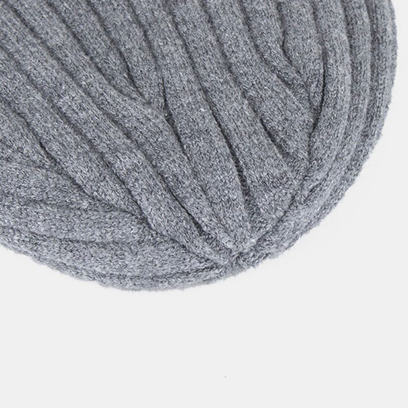 Unisex Tykstribet Jernlabel Strikket Hue Tørklædesæt Efterår Vinter Plus Fløjl Tyk Varm Hagesmæk Beanie Hat