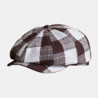 Unisex Tynd Plaid Baskerhat Bomuld Åndbar Malerhat Newsboyhat Ottekantet Hat