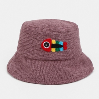 Unisex Ulden Broderi Fiskeben Sød Afslappet Par Huer Bucket Hat