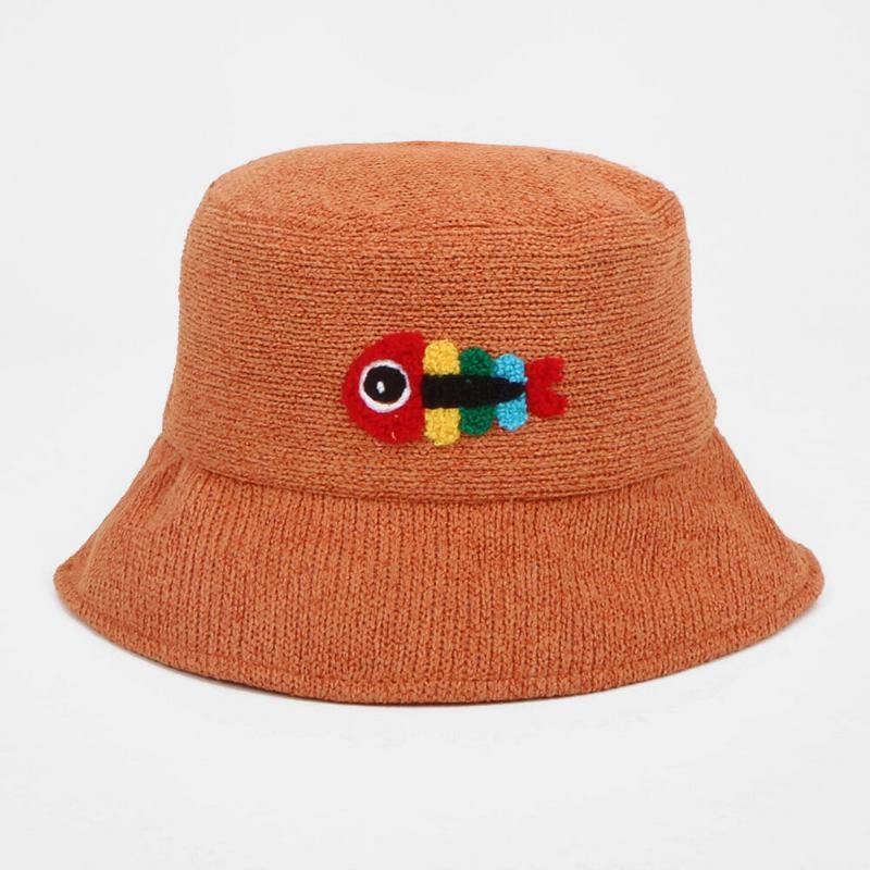 Unisex Ulden Broderi Fiskeben Sød Afslappet Par Huer Bucket Hat