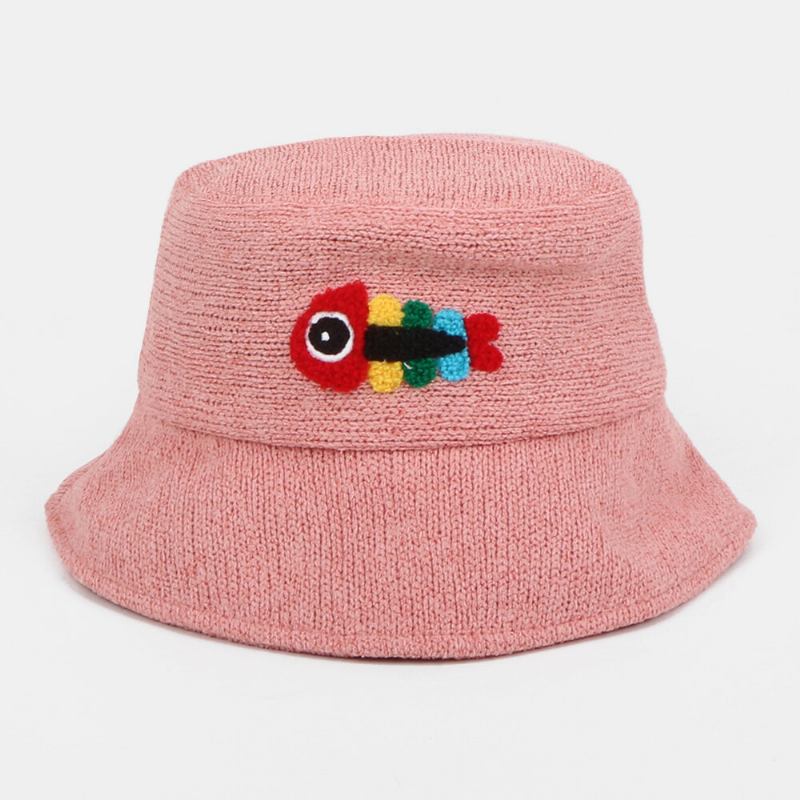 Unisex Ulden Broderi Fiskeben Sød Afslappet Par Huer Bucket Hat