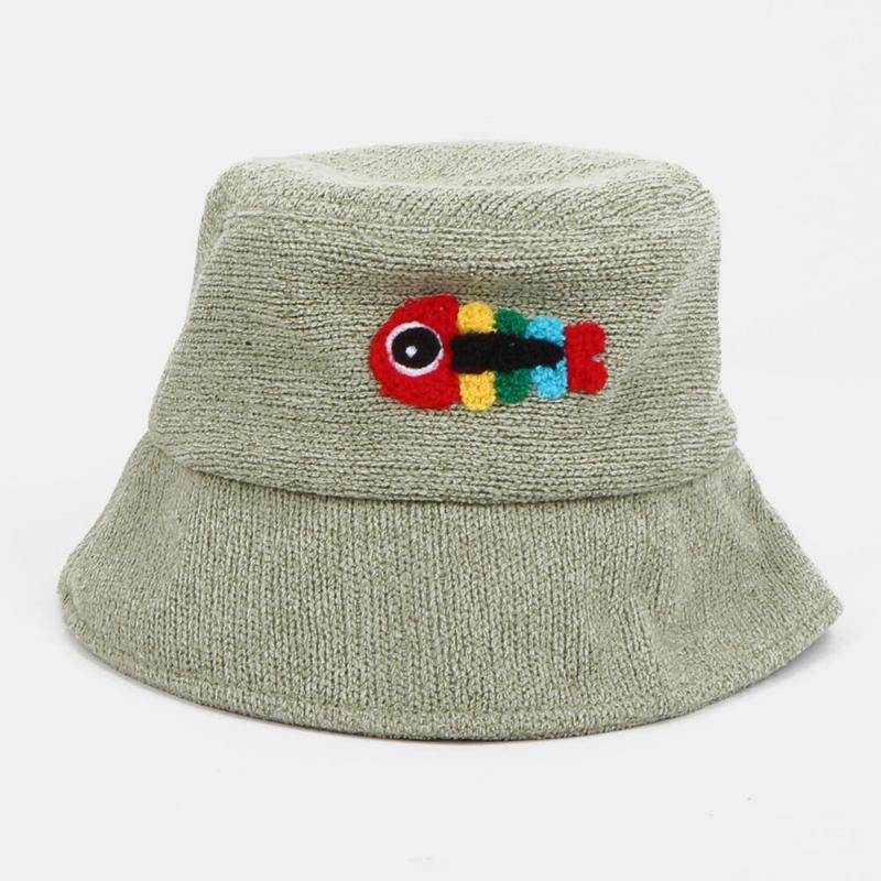 Unisex Ulden Broderi Fiskeben Sød Afslappet Par Huer Bucket Hat