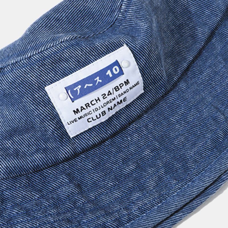 Unisex Vasket Denim Bogstavmønster Patch All-match Sunscreen Bucket Hat