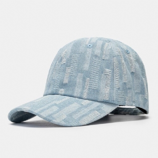 Unisex Vasket Denim Hul Justerbar Retro Solskærm Baseballkasket