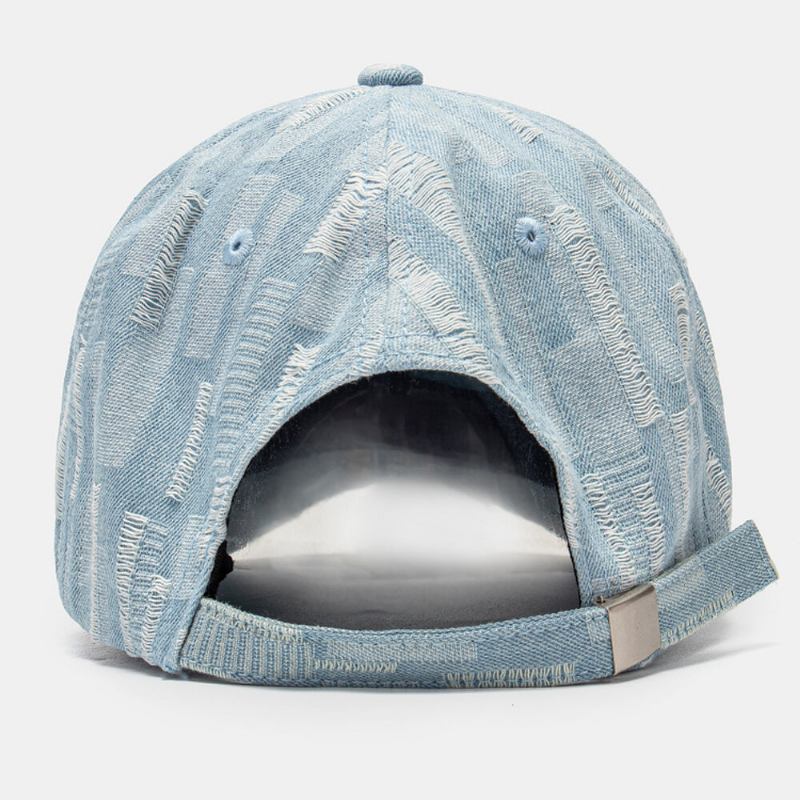 Unisex Vasket Denim Hul Justerbar Retro Solskærm Baseballkasket