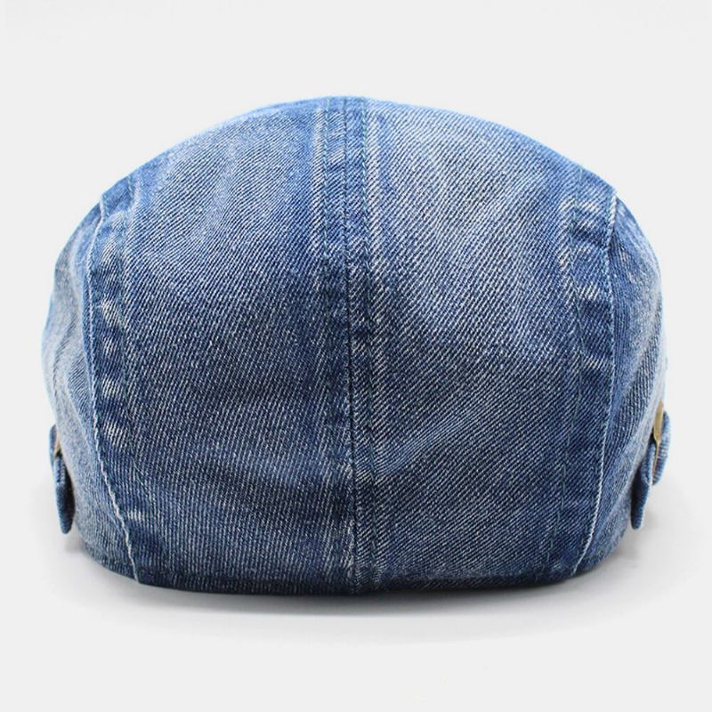 Unisex Vasket Denim Kanthul Make-gammelt Retro Solskærm Forlæns Kasket Baret Kasketter Flad Hat