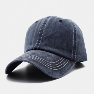 Unisex Vasket Distressed Bomuld Solide Syede Sømme Vintage Solskærm Justerbare Baseballhatte