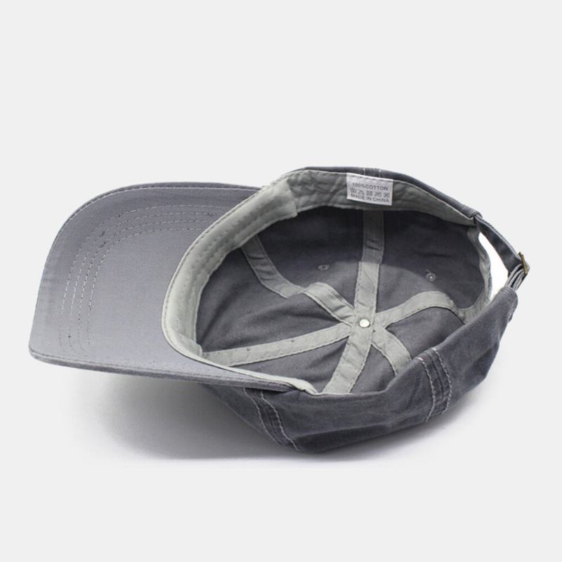 Unisex Vasket Distressed Bomuld Solide Syede Sømme Vintage Solskærm Justerbare Baseballhatte