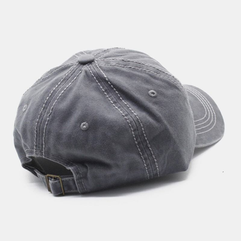 Unisex Vasket Distressed Bomuld Solide Syede Sømme Vintage Solskærm Justerbare Baseballhatte