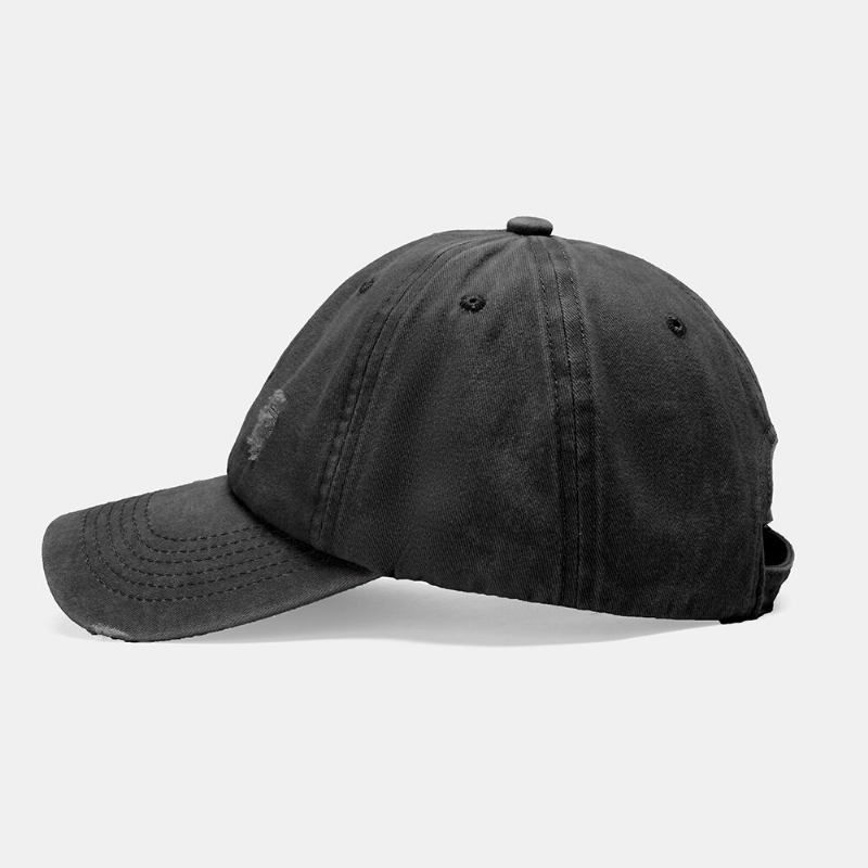 Unisex Vasket Gammel Baseballkasket Bomuld Brudt Hul Brevbroderi Stretch Fit Cap