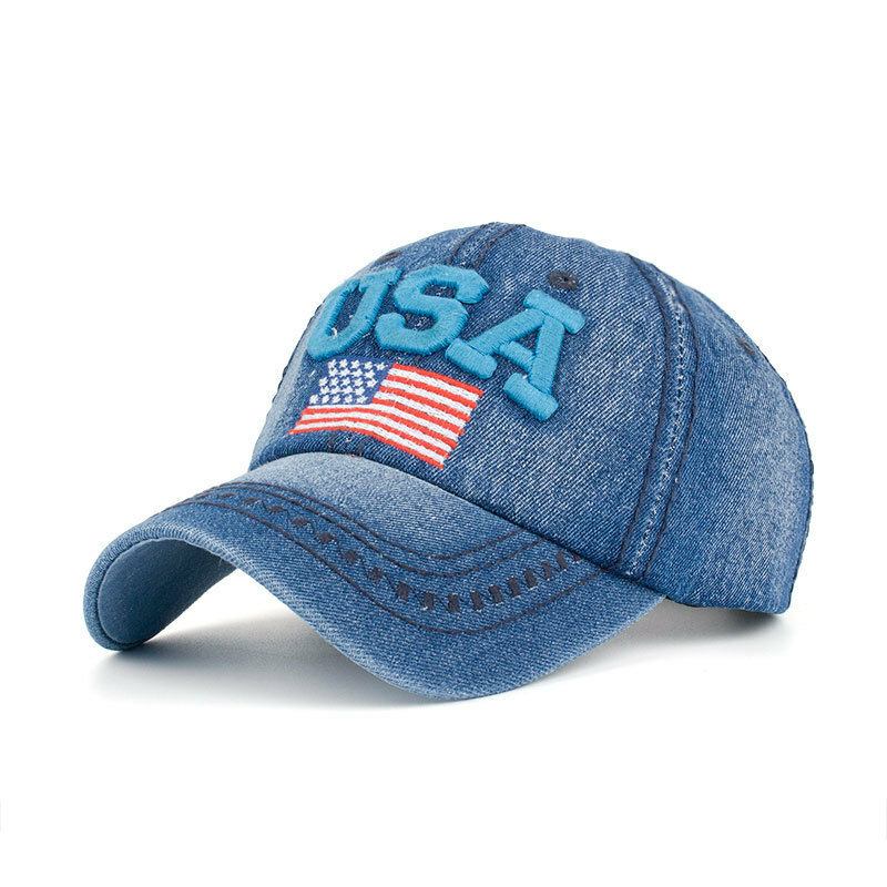 Unisex Vintage Patriotisk Baseball Kasket Stilfuld Nødstedt Amerikansk Flag Kasket Hat