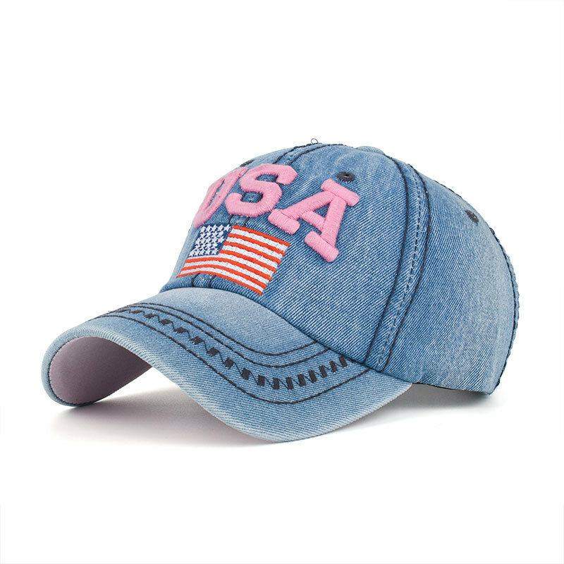 Unisex Vintage Patriotisk Baseball Kasket Stilfuld Nødstedt Amerikansk Flag Kasket Hat