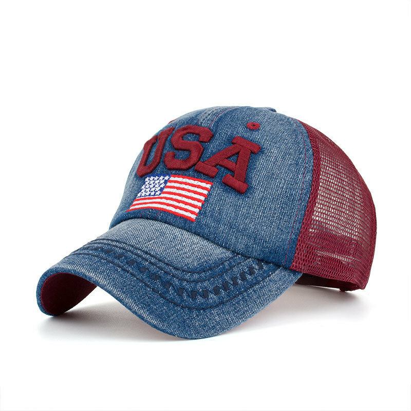 Unisex Vintage Patriotisk Baseballkasket Stilfuld Nødstedt Amerikansk Flag Hat