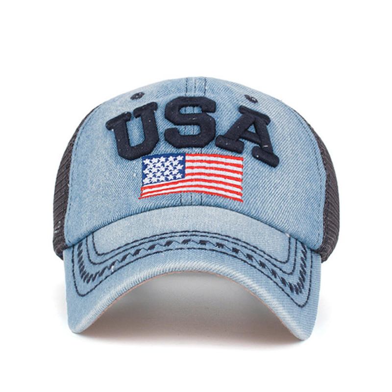 Unisex Vintage Patriotisk Baseballkasket Stilfuld Nødstedt Amerikansk Flag Hat