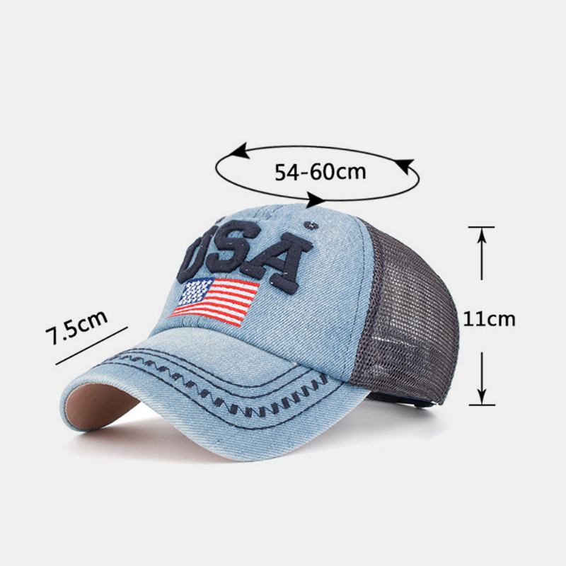 Unisex Vintage Patriotisk Baseballkasket Stilfuld Nødstedt Amerikansk Flag Hat